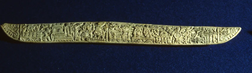 Geschnitzter Jaguarknochen aus Grab 7, Monte Alban, Oaxaca, Postklassische Periode